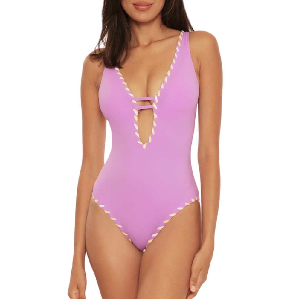 BECCA Lilac One-Piece Swimsuit with Contrast Trim